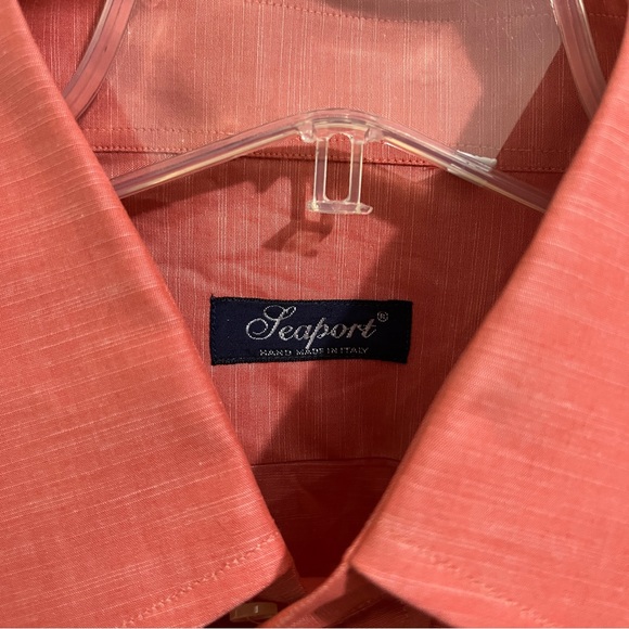 New SEAPORT BUTTON DOWN DRESS SHIRT sz Men 16/41 long sleeve Hand Made in Italy - Picture 3 of 11